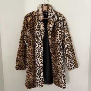 Faux Fur Leopard Coat - Small